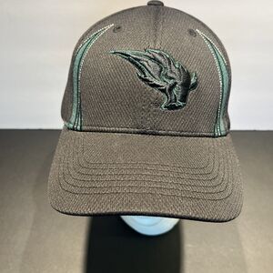 Nichols College Baseball Hat Black Green Bison Sports Cap Hook Loop Adjustable